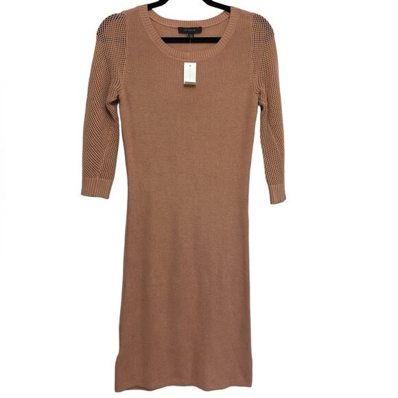 Ann Taylor Dresses & Skirts - NWT Ann Taylor 100% Cotton Midi Sweater Dress in Tan - Size XXS